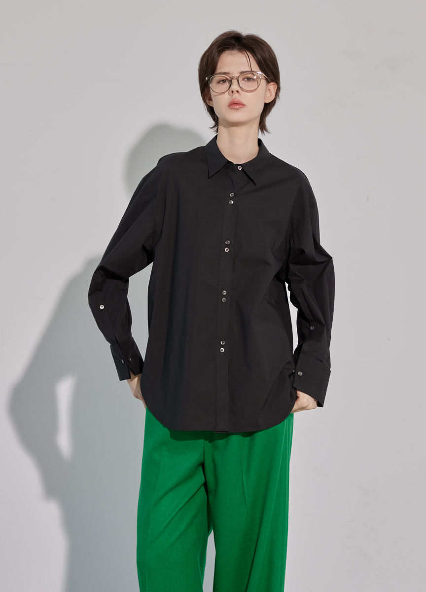 棉質雙釦設計襯衫